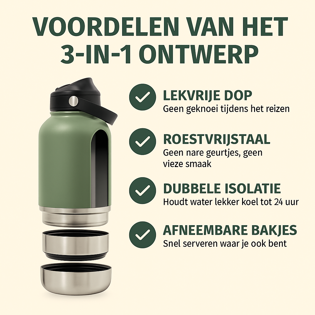 FurHydro™ 3-in-1 Water- en Voerfles