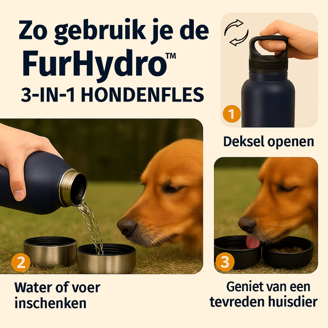 FurHydro™ 3-in-1 Water- en Voerfles