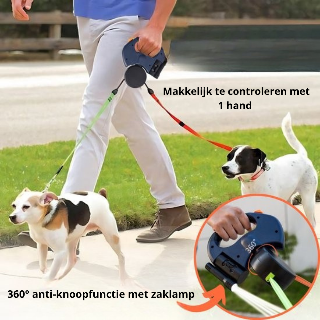 FurDuoLeash™ Dubbele Hondenriem met Anti-Knoop Systeem